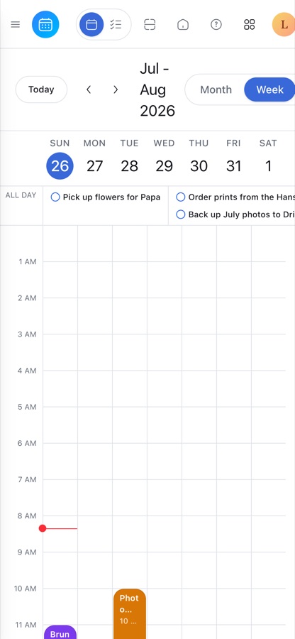 The Lotus Calendar on a phone, showing the week's plans.